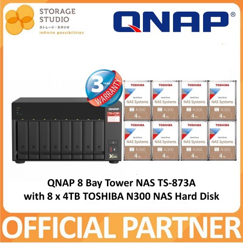 [QNAP Authorized Distributor]QNAP TS-873A 8 Bay Tower NAS bundle promotion with 8 x N300 Toshiba 4TB NAS Hard Disk. Singapore local warranty 3 years